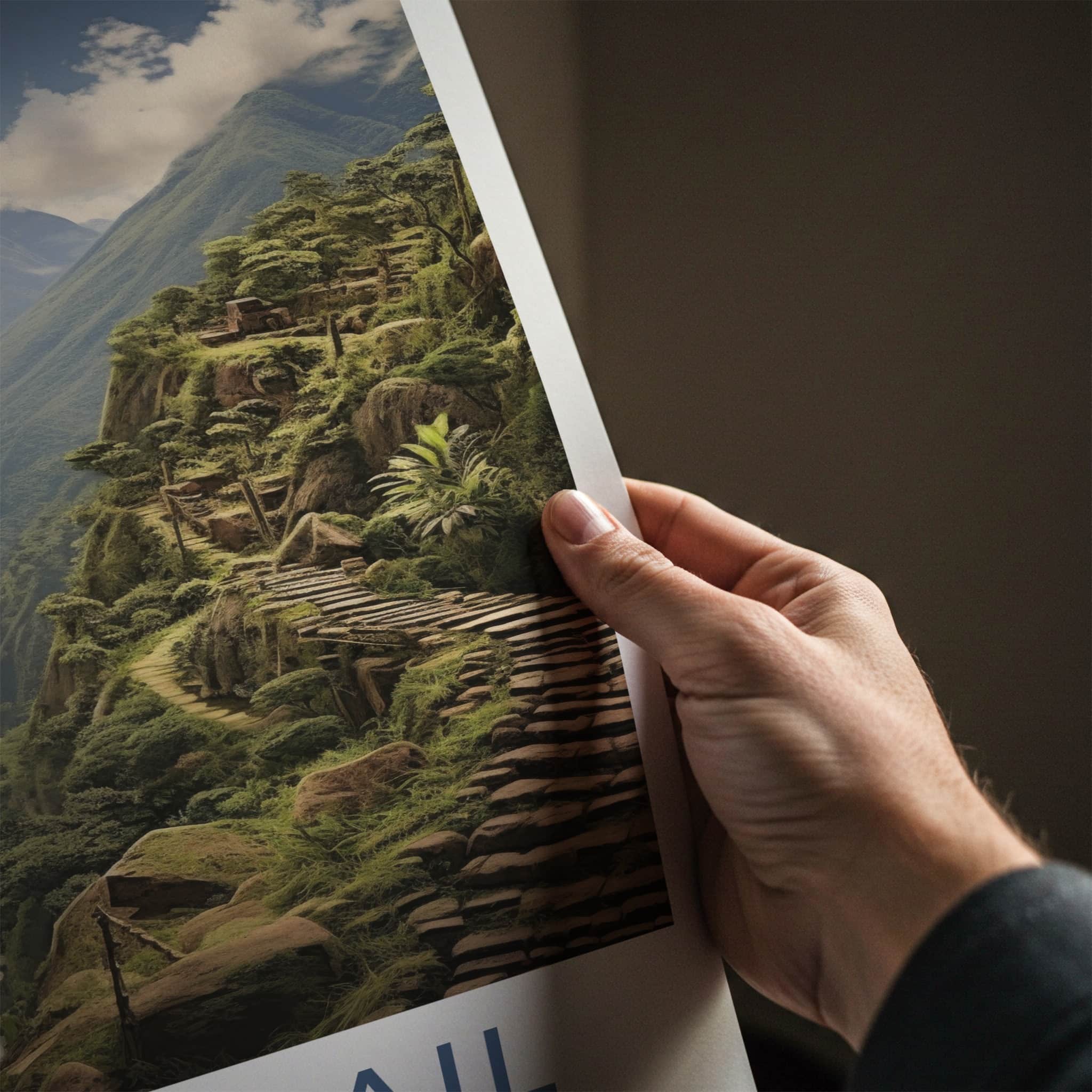 Inca Trail Poster - Peru Framed Print - Lush Mountain Path Framed Decor
