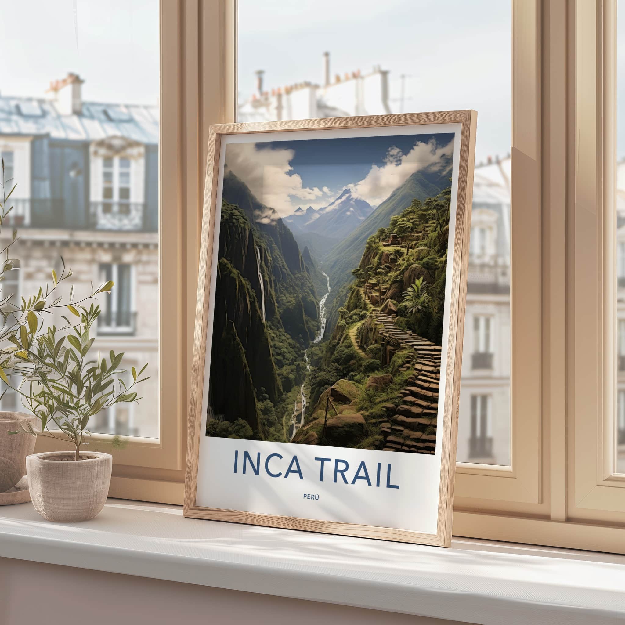 Inca Trail Poster - Peru Framed Print - Lush Mountain Path Framed Decor
