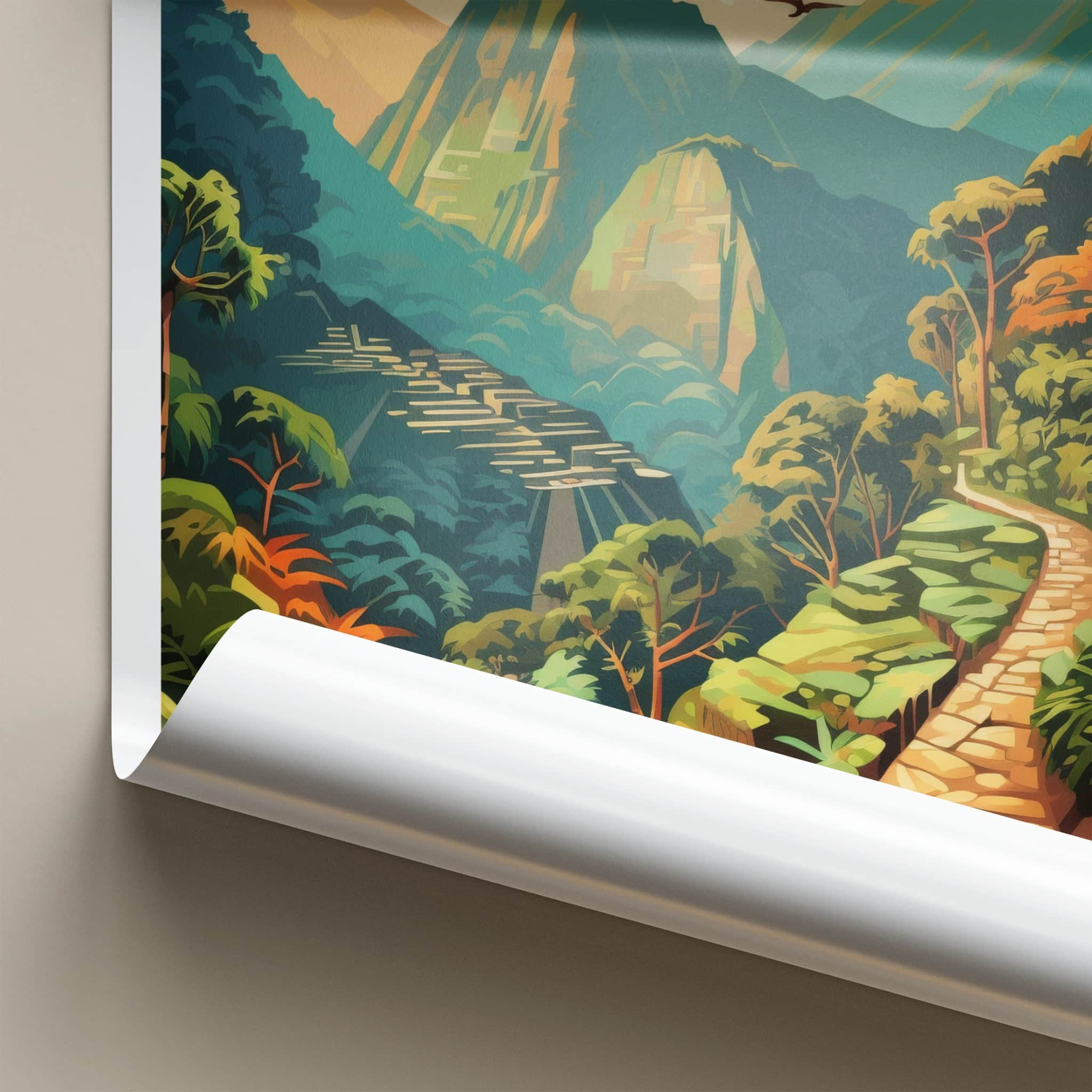 Inca Trail Poster - Peru Travel Art - Ancient Stone Path Home Decor