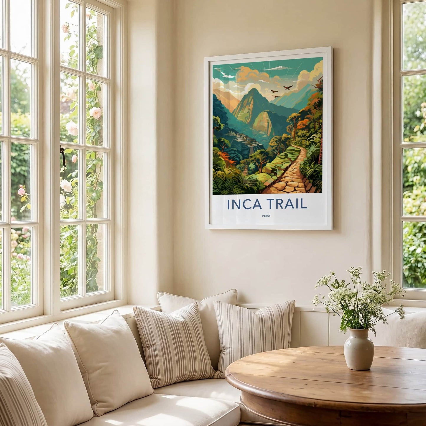 Inca Trail Poster - Peru Travel Art - Ancient Stone Path Home Decor