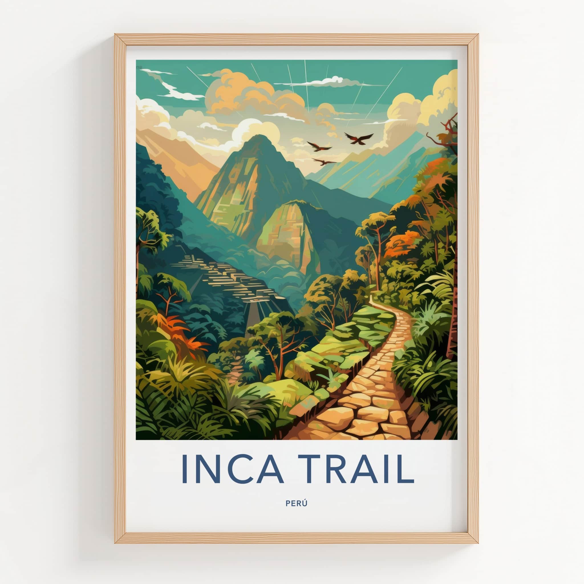 Inca Trail Poster - Peru Travel Art - Ancient Stone Path Home Decor