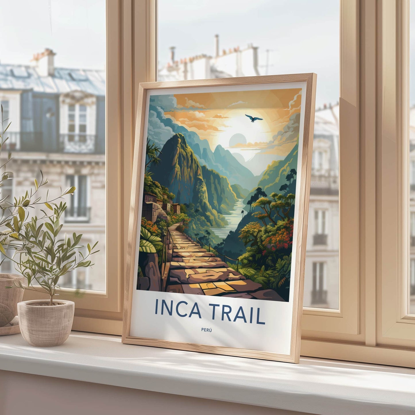 Inca Trail Poster - Peru Travel Art - Sunset Mountain Trail Home Decor