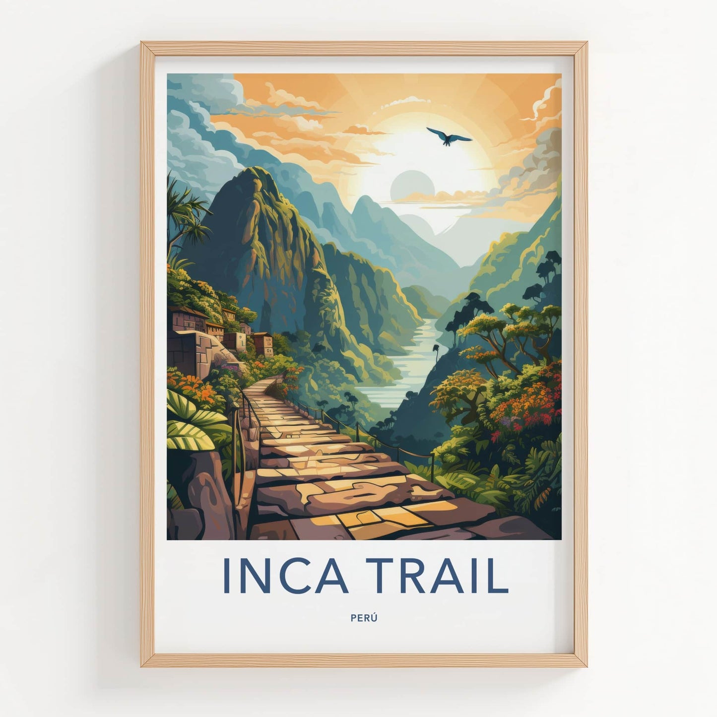 Inca Trail Poster - Peru Travel Art - Sunset Mountain Trail Home Decor
