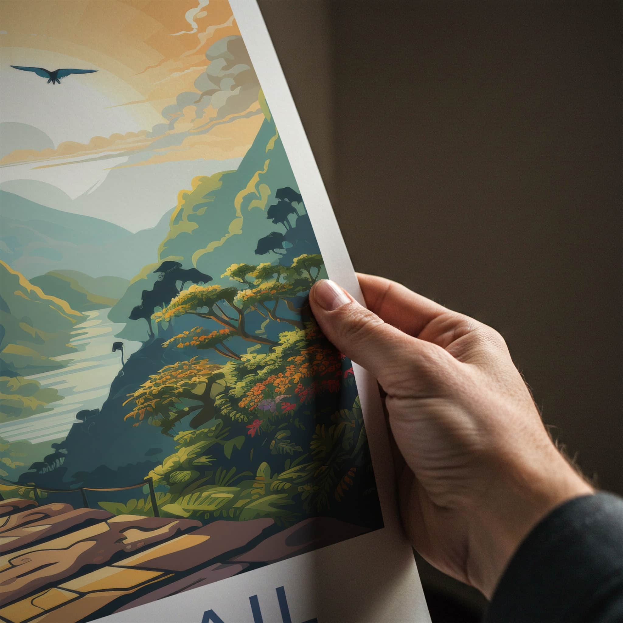 Inca Trail Poster - Peru Travel Art - Sunset Mountain Trail Home Decor