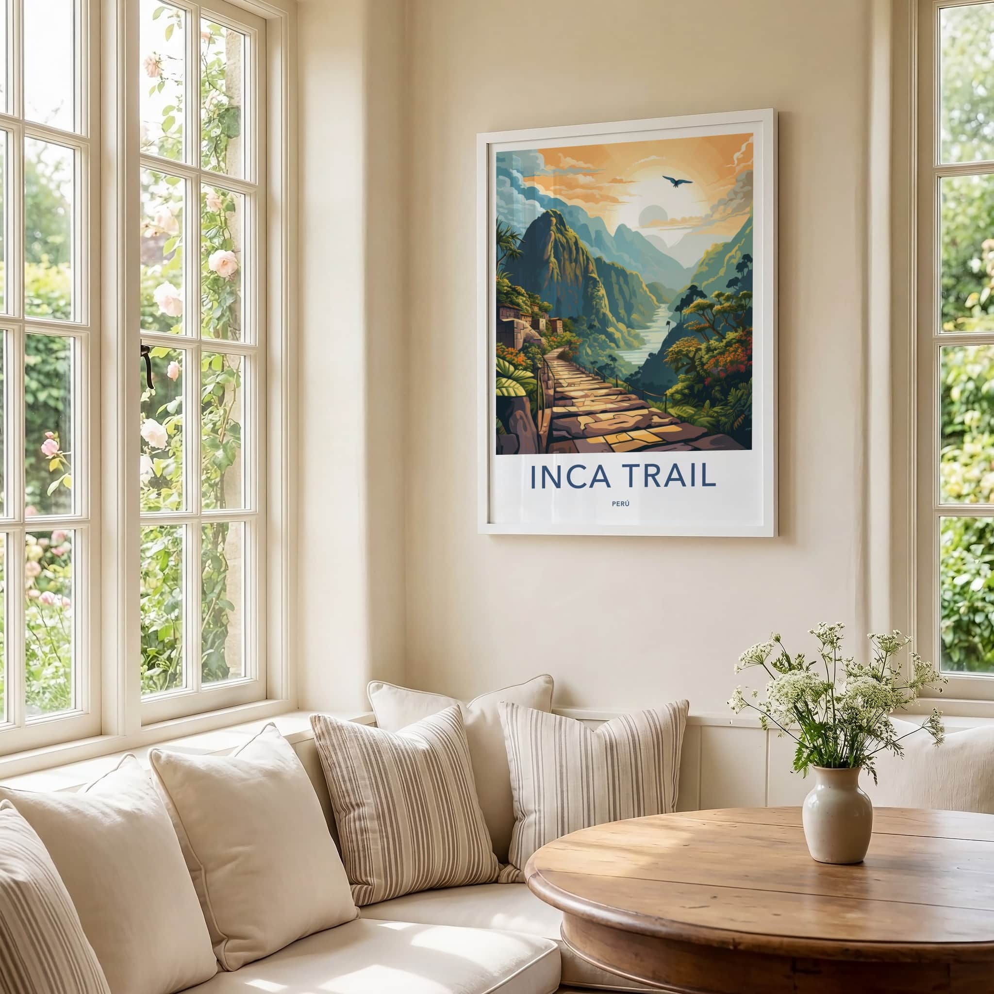 Inca Trail Poster - Peru Travel Art - Sunset Mountain Trail Home Decor