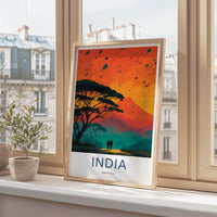 India Poster - India Travel Art - Gujarat Kite Flying Sunset Home Decor