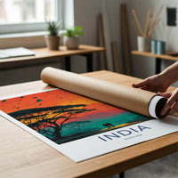 India Poster - India Travel Art - Gujarat Kite Flying Sunset Home Decor
