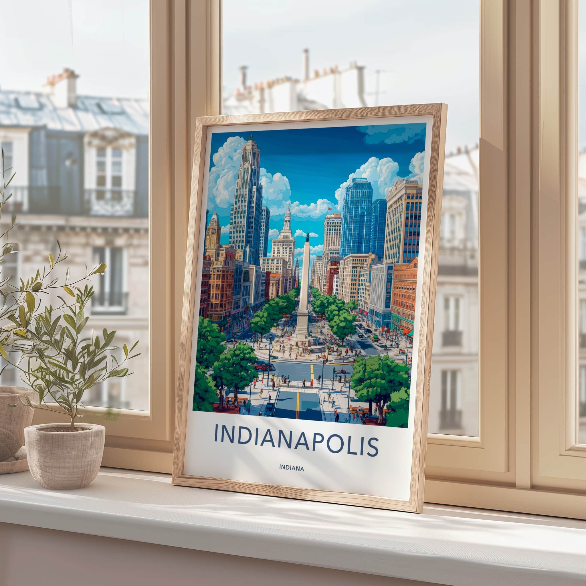 Indianapolis Poster - Indiana Wall Art - Monument City Center Home Decor