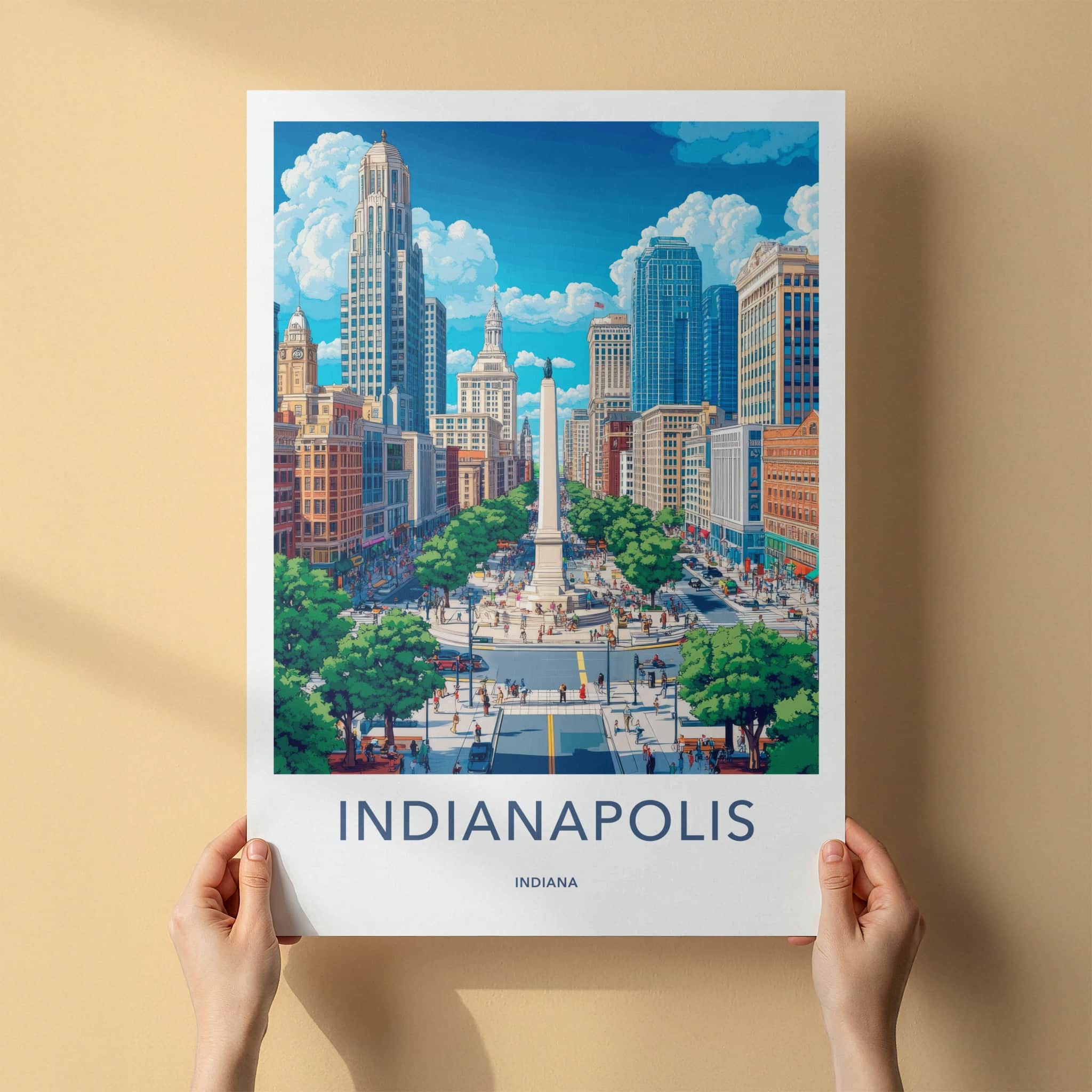 Indianapolis Poster - Indiana Wall Art - Monument City Center Home Decor