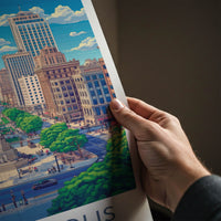 Indianapolis Poster - Indiana Wall Art - Monument City Scene Home Decor