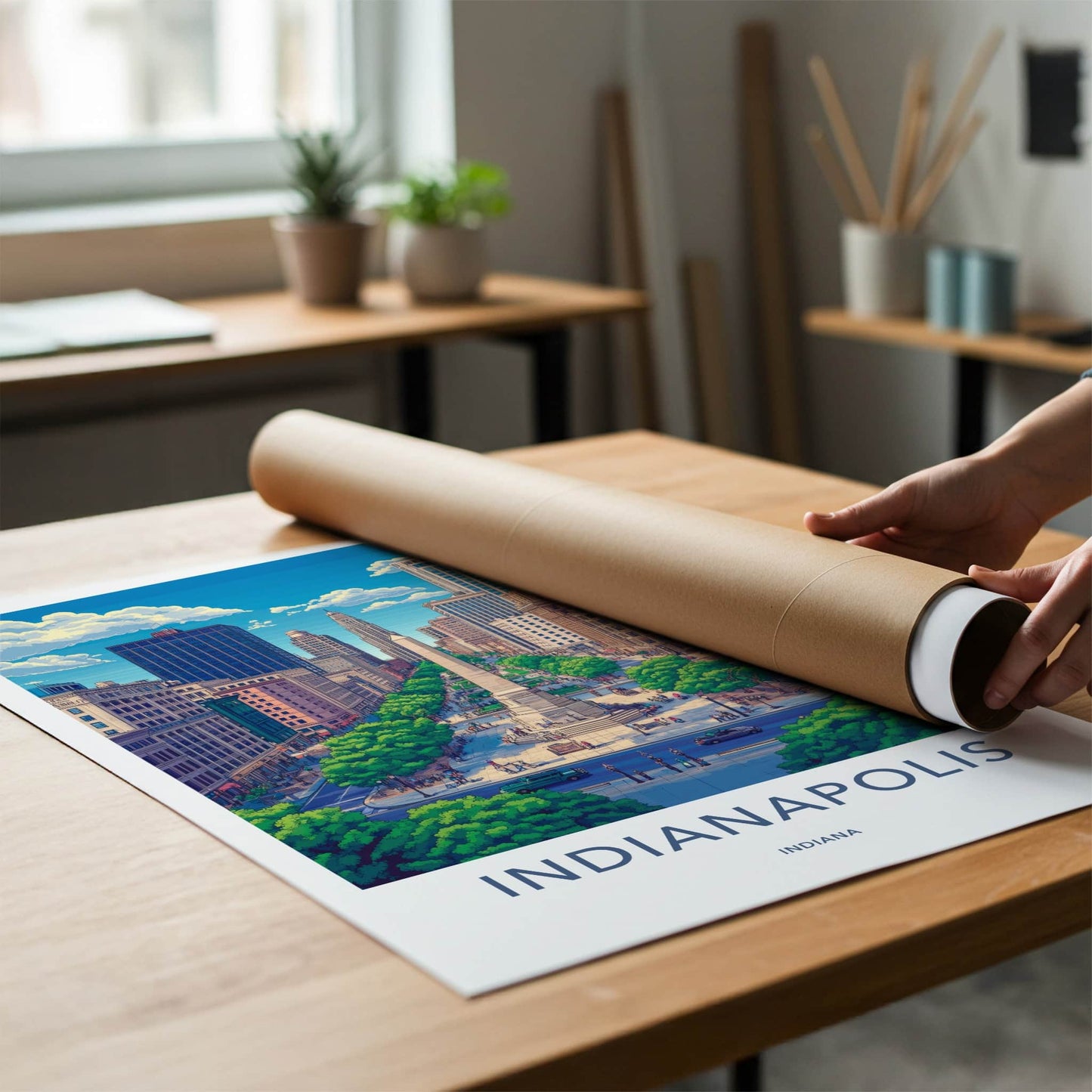 Indianapolis Poster - Indiana Wall Art - Monument City Scene Home Decor