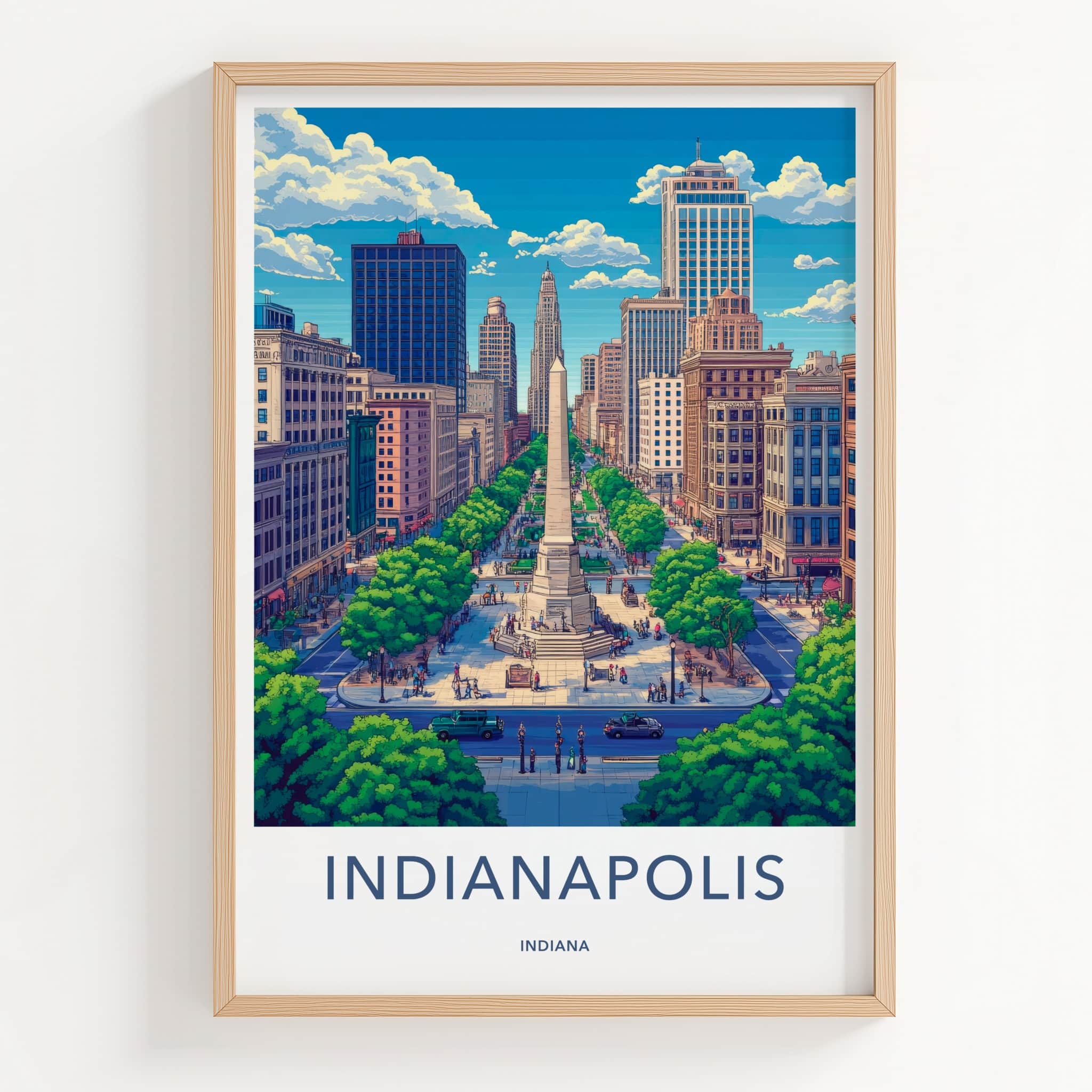 Indianapolis Poster - Indiana Wall Art - Monument City Scene Home Decor