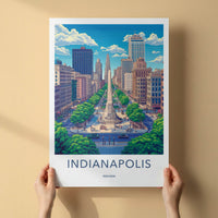 Indianapolis Poster - Indiana Wall Art - Monument City Scene Home Decor