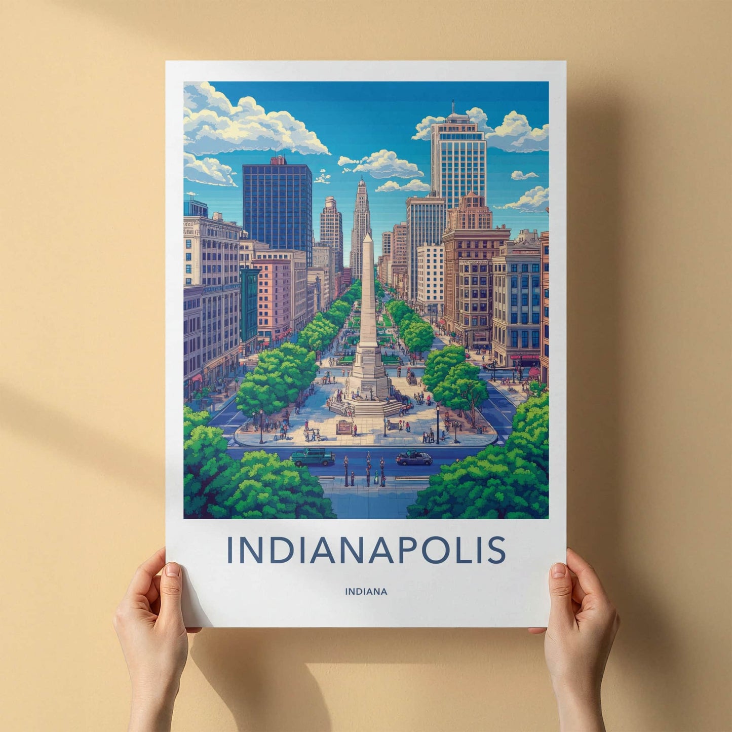 Indianapolis Poster - Indiana Wall Art - Monument City Scene Home Decor