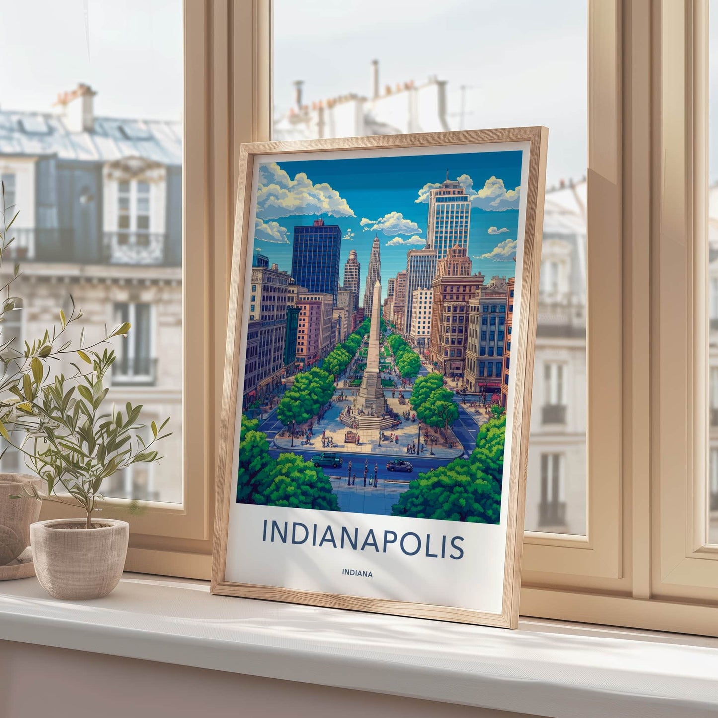 Indianapolis Poster - Indiana Wall Art - Monument City Scene Home Decor