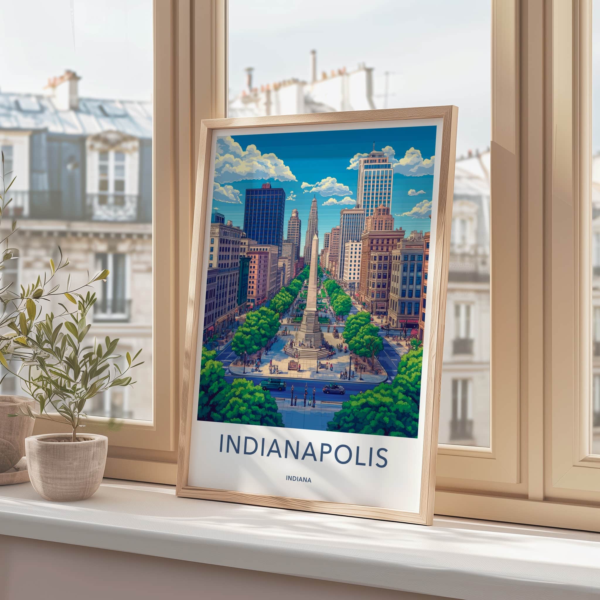 Indianapolis Poster - Indiana Wall Art - Monument City Scene Home Decor