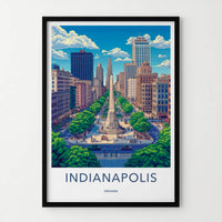 Indianapolis Poster - Indiana Wall Art - Monument City Scene Home Decor