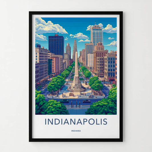 Indianapolis Poster - Indiana Wall Art - Monument City Scene Home Decor