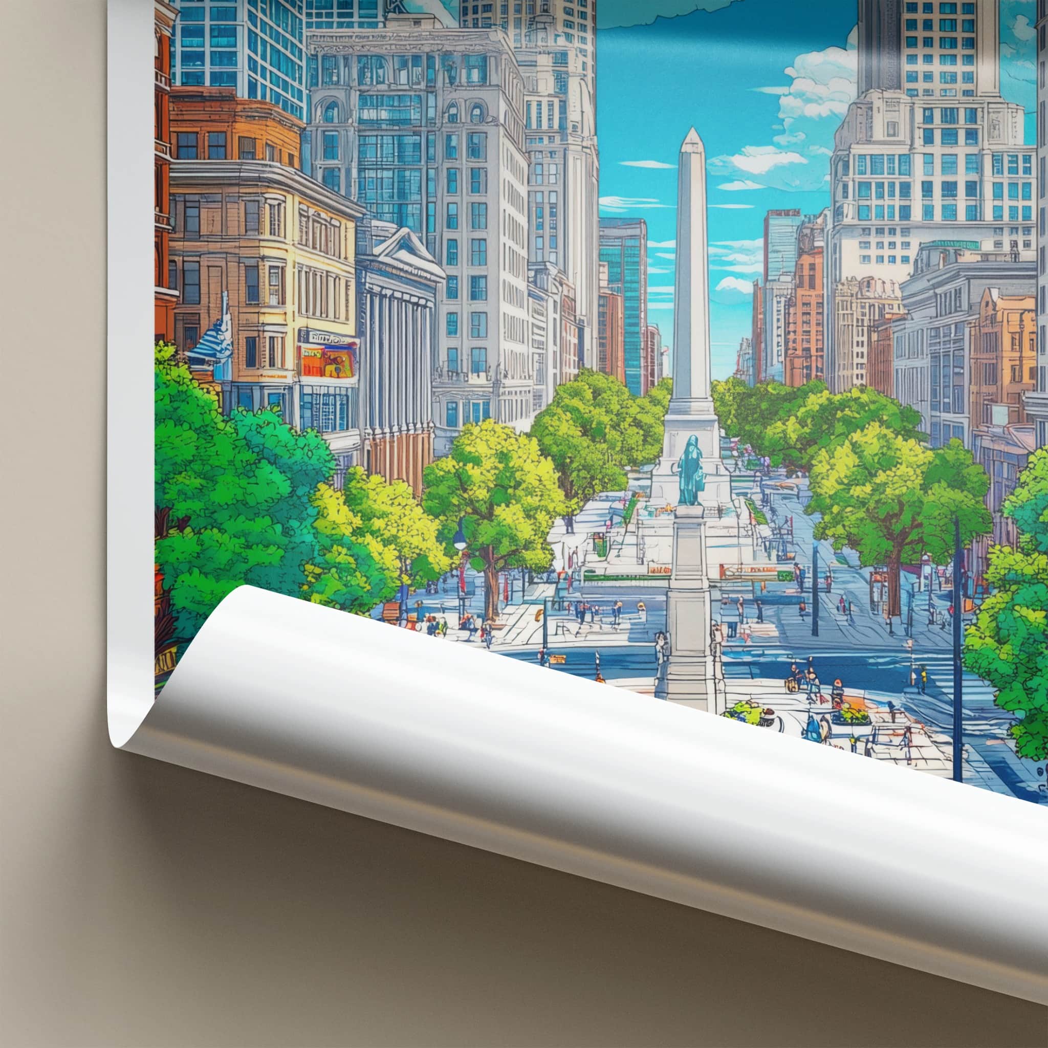 Indianapolis Poster - Indiana Wall Art - Monumental Cityscape Scene Home Decor