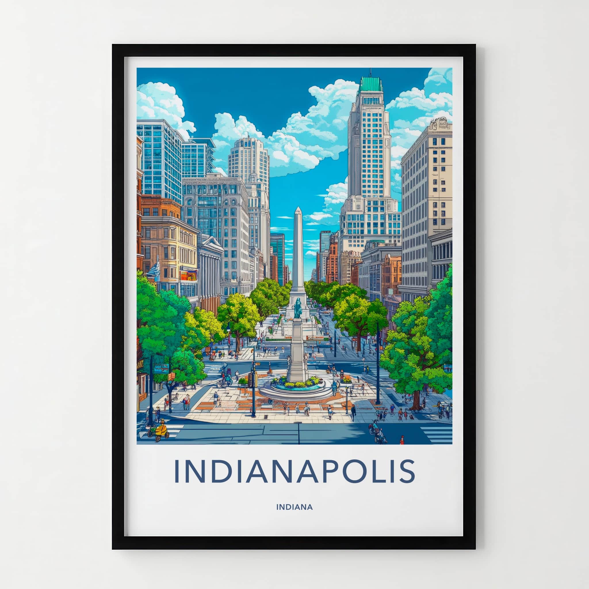 Indianapolis Poster - Indiana Wall Art - Monumental Cityscape Scene Home Decor