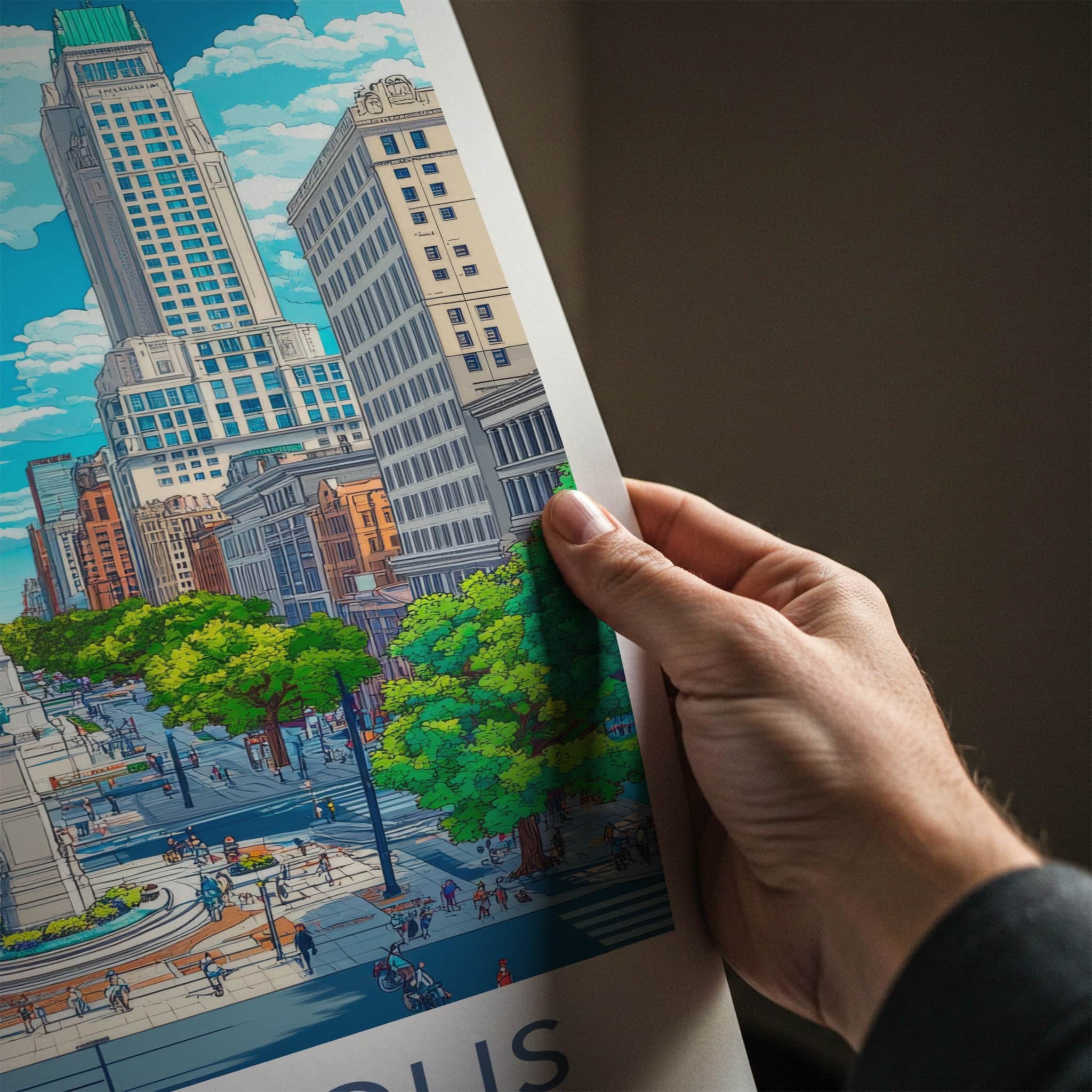Indianapolis Poster - Indiana Wall Art - Monumental Cityscape Scene Home Decor