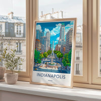 Indianapolis Poster - Indiana Wall Art - Monumental Cityscape Scene Home Decor