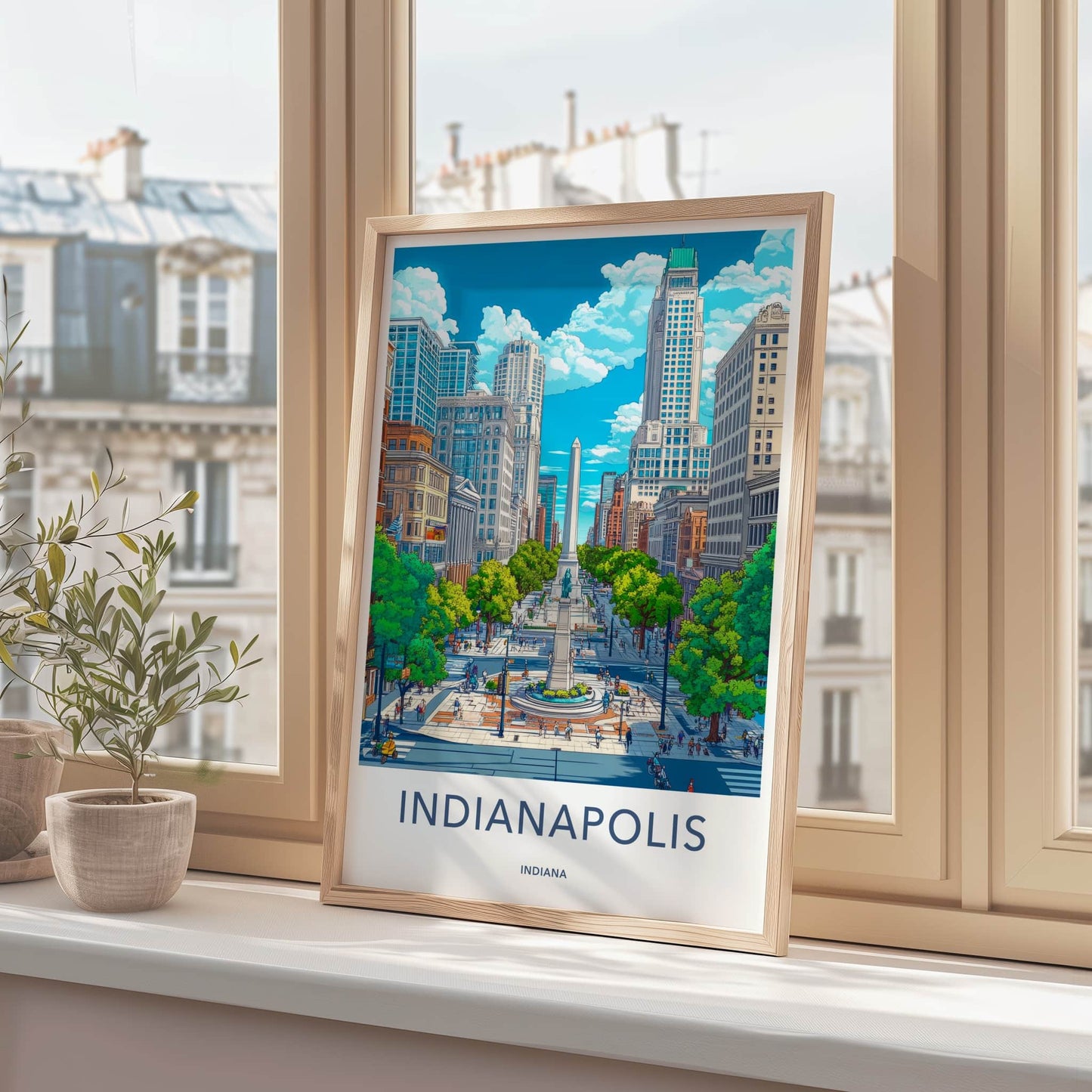 Indianapolis Poster - Indiana Wall Art - Monumental Cityscape Scene Home Decor