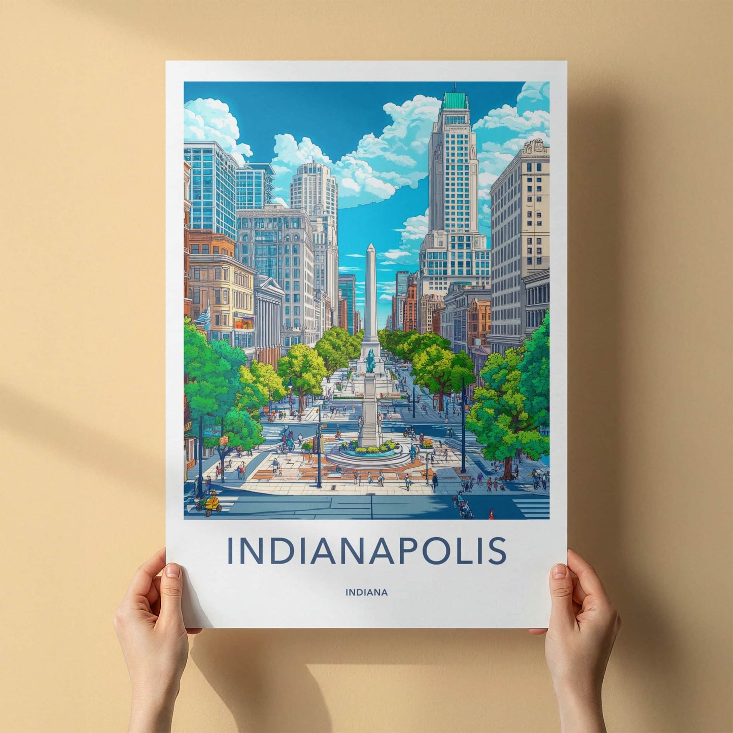 Indianapolis Poster - Indiana Wall Art - Monumental Cityscape Scene Home Decor