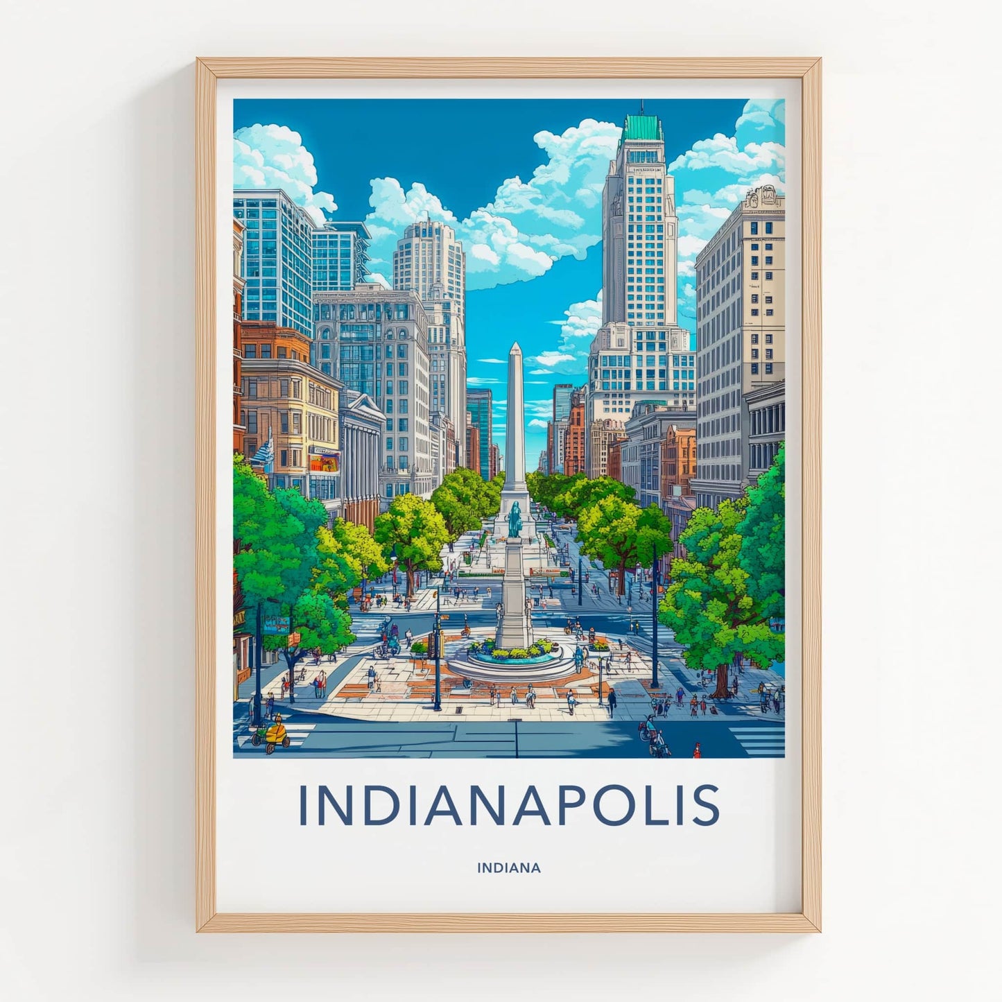 Indianapolis Poster - Indiana Wall Art - Monumental Cityscape Scene Home Decor