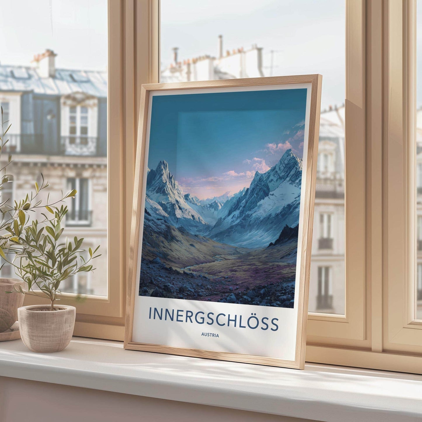 Innergschloss Poster - Austria Travel Art - Snowy Mountain Valley Home Decor
