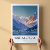 Innergschloss Poster - Austria Travel Art - Winter Mountain Village Home Decor