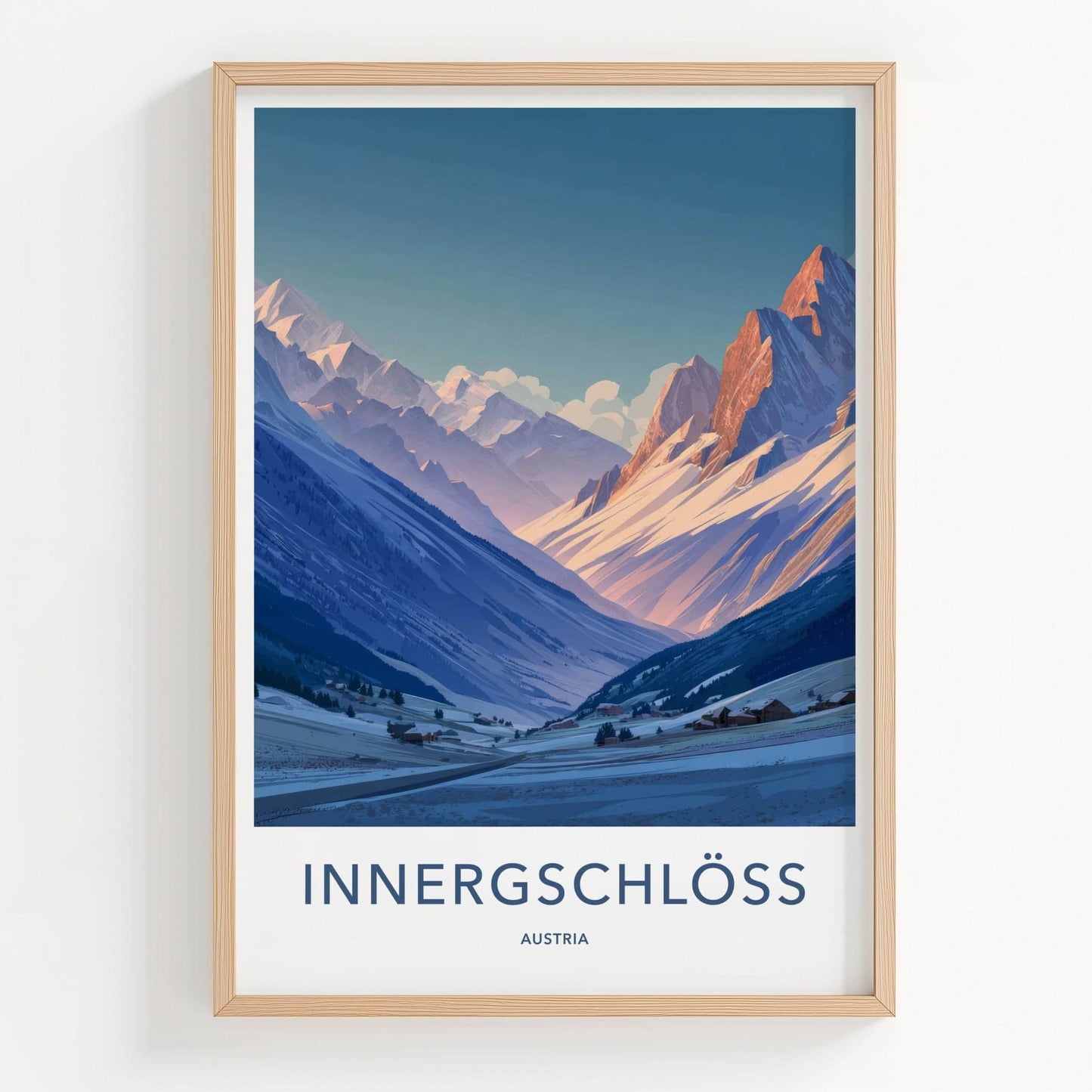Innergschloss Poster - Austria Travel Art - Winter Mountain Village Home Decor