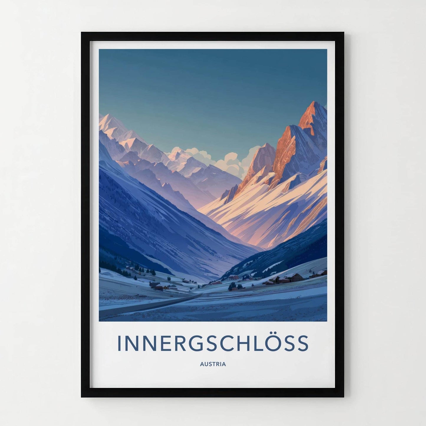 Innergschloss Poster - Austria Travel Art - Winter Mountain Village Home Decor