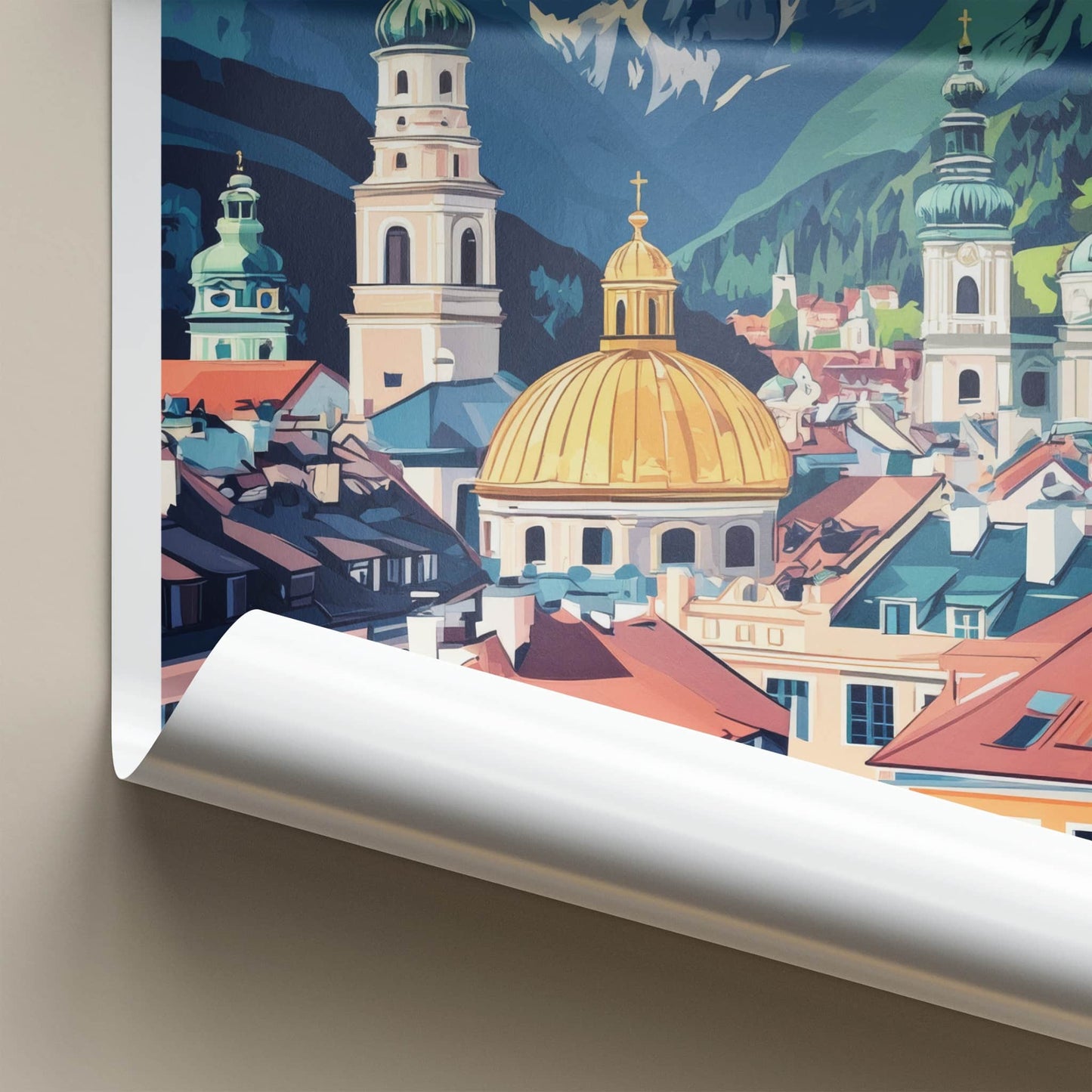 Innsbruck Poster - Austria Travel Art - Alpine City Domes Home Decor