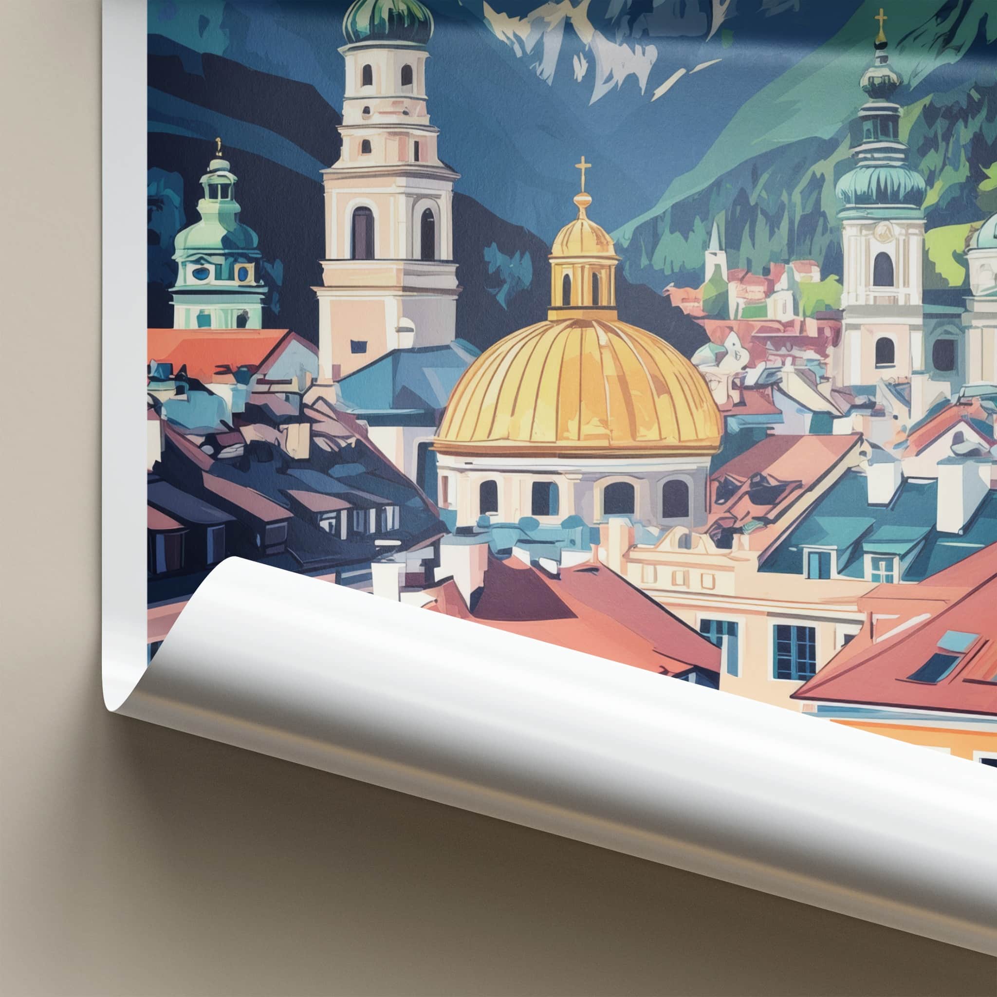 Innsbruck Poster - Austria Travel Art - Alpine City Domes Home Decor