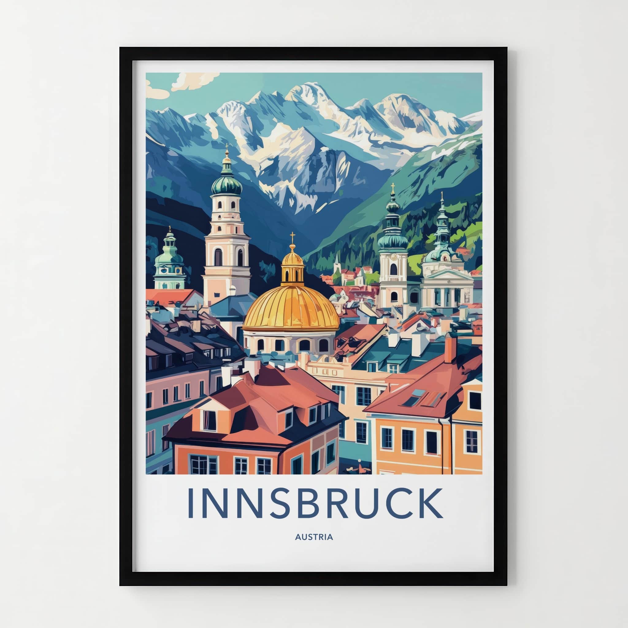 Innsbruck Poster - Austria Travel Art - Alpine City Domes Home Decor