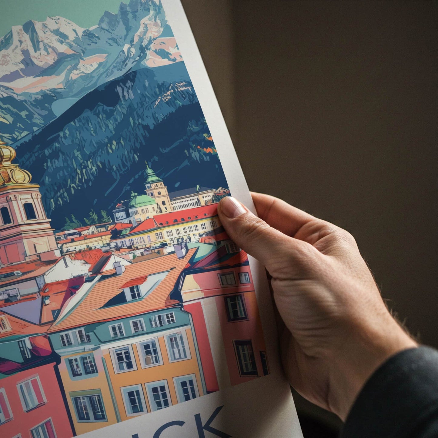 Innsbruck Poster - Austria Travel Art - Colorful City Peaks Home Decor