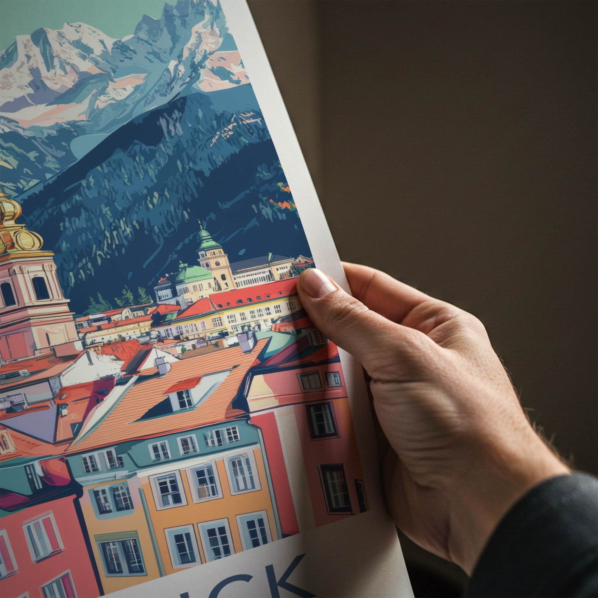 Innsbruck Poster - Austria Travel Art - Colorful City Peaks Home Decor