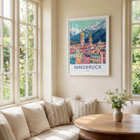 Innsbruck Poster - Austria Travel Art - Colorful City Peaks Home Decor
