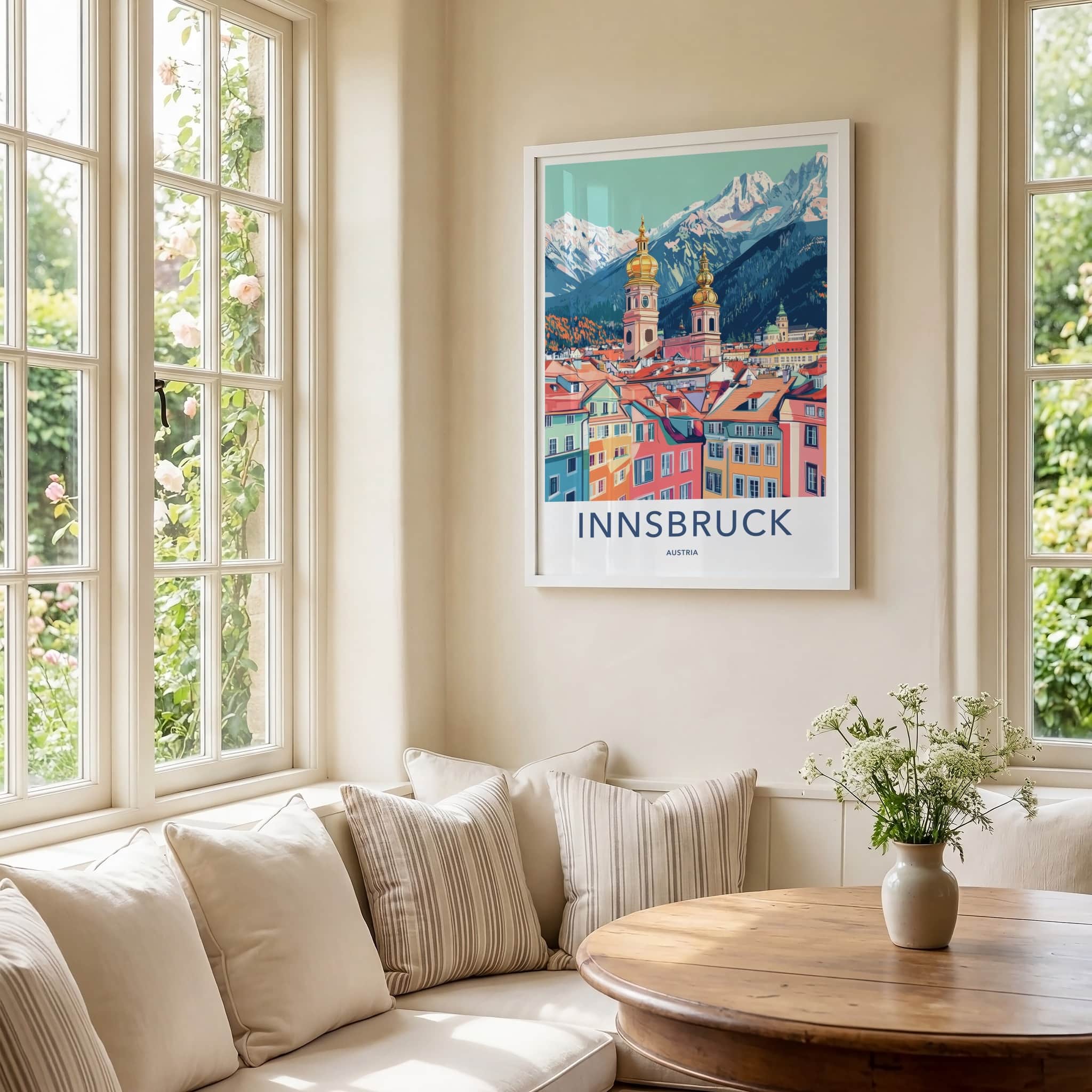 Innsbruck Poster - Austria Travel Art - Colorful City Peaks Home Decor