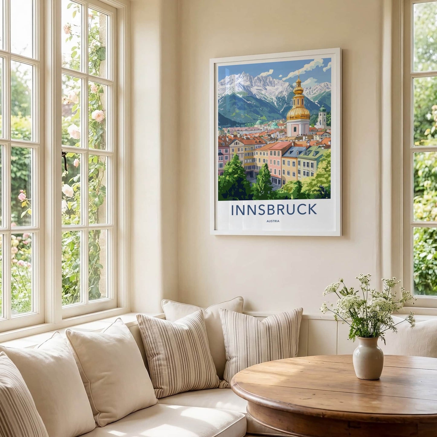 Innsbruck Poster - Austria Travel Art - Golden Dome Mountains Home Decor