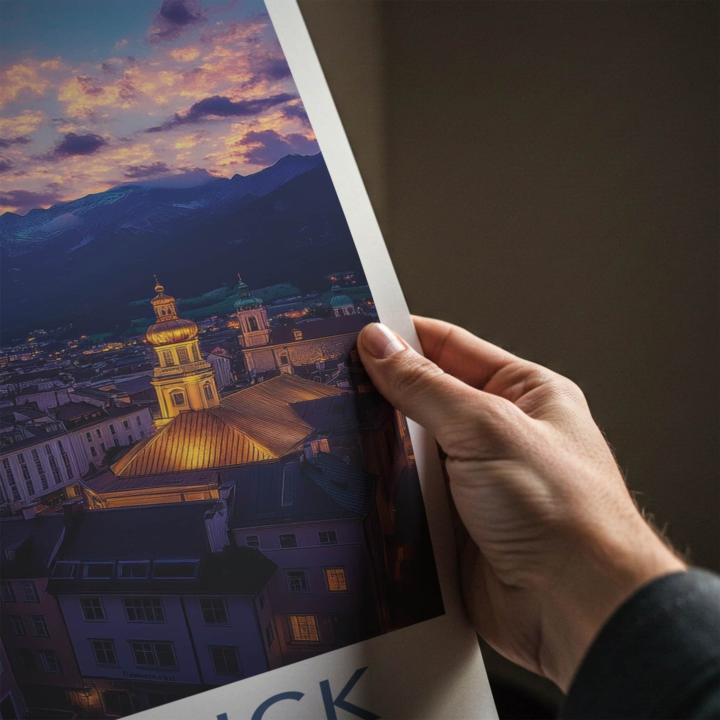Innsbruck Poster - Austria Travel Art - Mountain City Sunset Home Decor