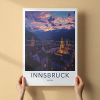 Innsbruck Poster - Austria Travel Art - Mountain City Sunset Home Decor