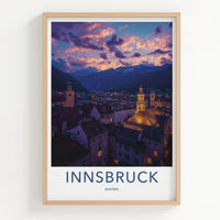 Innsbruck Poster - Austria Travel Art - Mountain City Sunset Home Decor