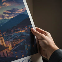 Innsbruck Poster - Austria Travel Art - Twilight Mountain City Home Decor