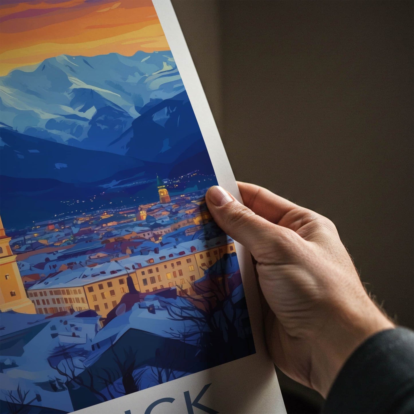 Innsbruck Poster - Austria Wall Art - Alpine City Sunset Home Decor