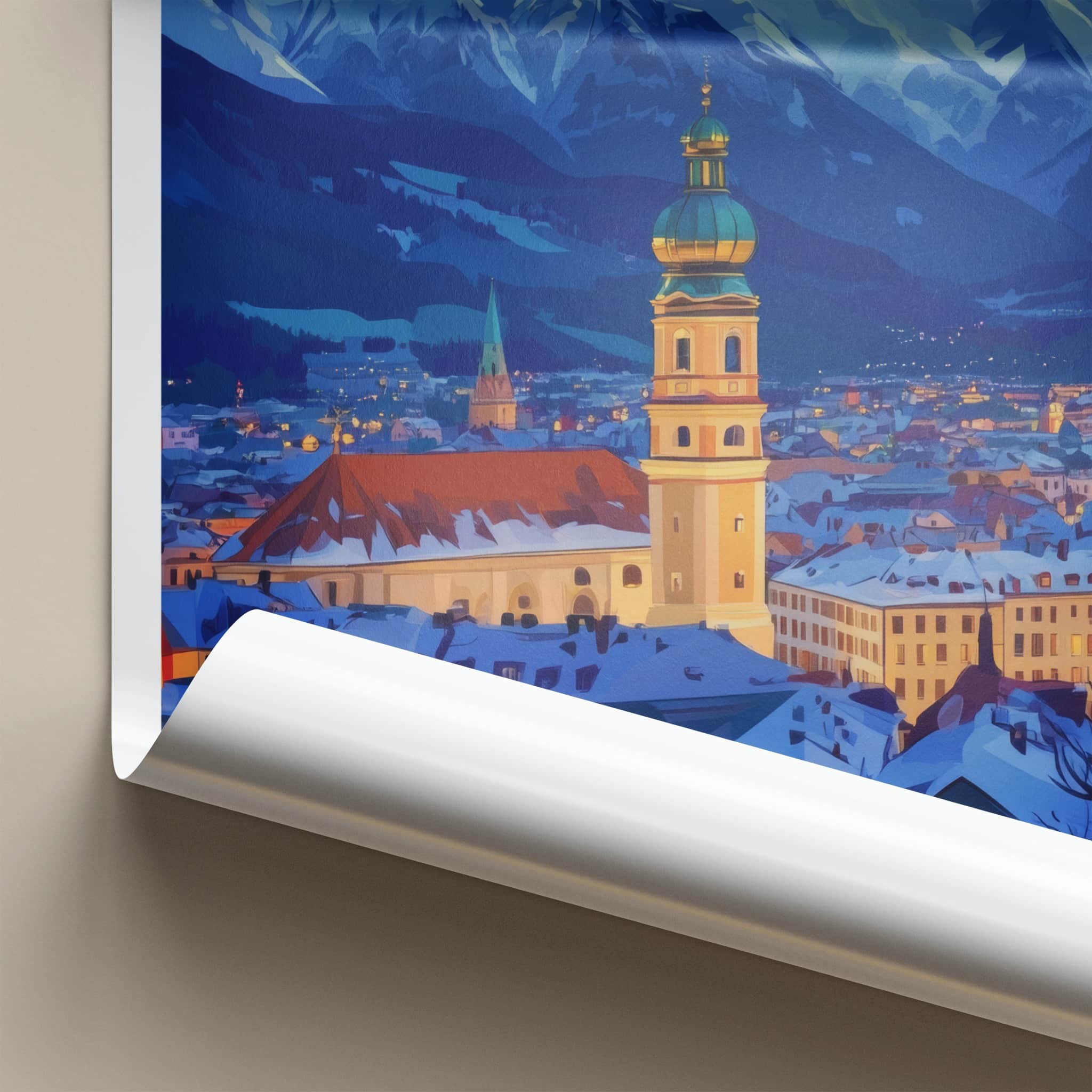 Innsbruck Poster - Austria Wall Art - Alpine City Sunset Home Decor