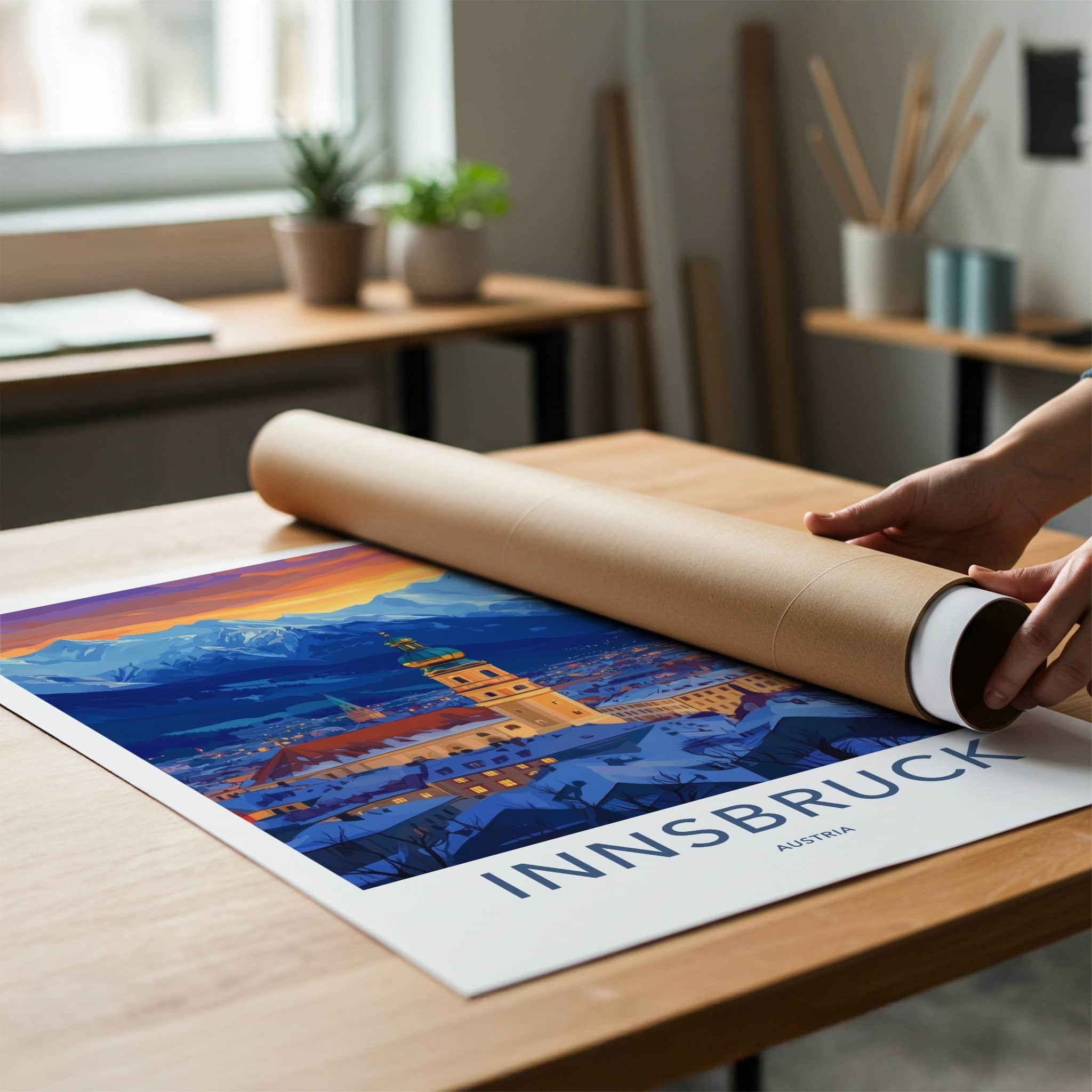 Innsbruck Poster - Austria Wall Art - Alpine City Sunset Home Decor