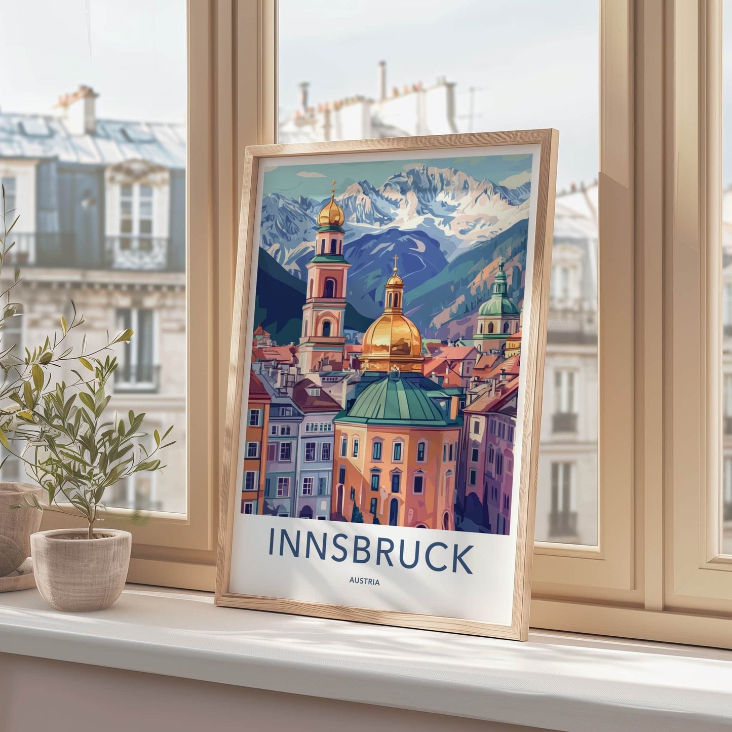 Innsbruck Poster - Austria Wall Art - Golden Dome Mountains Home Decor