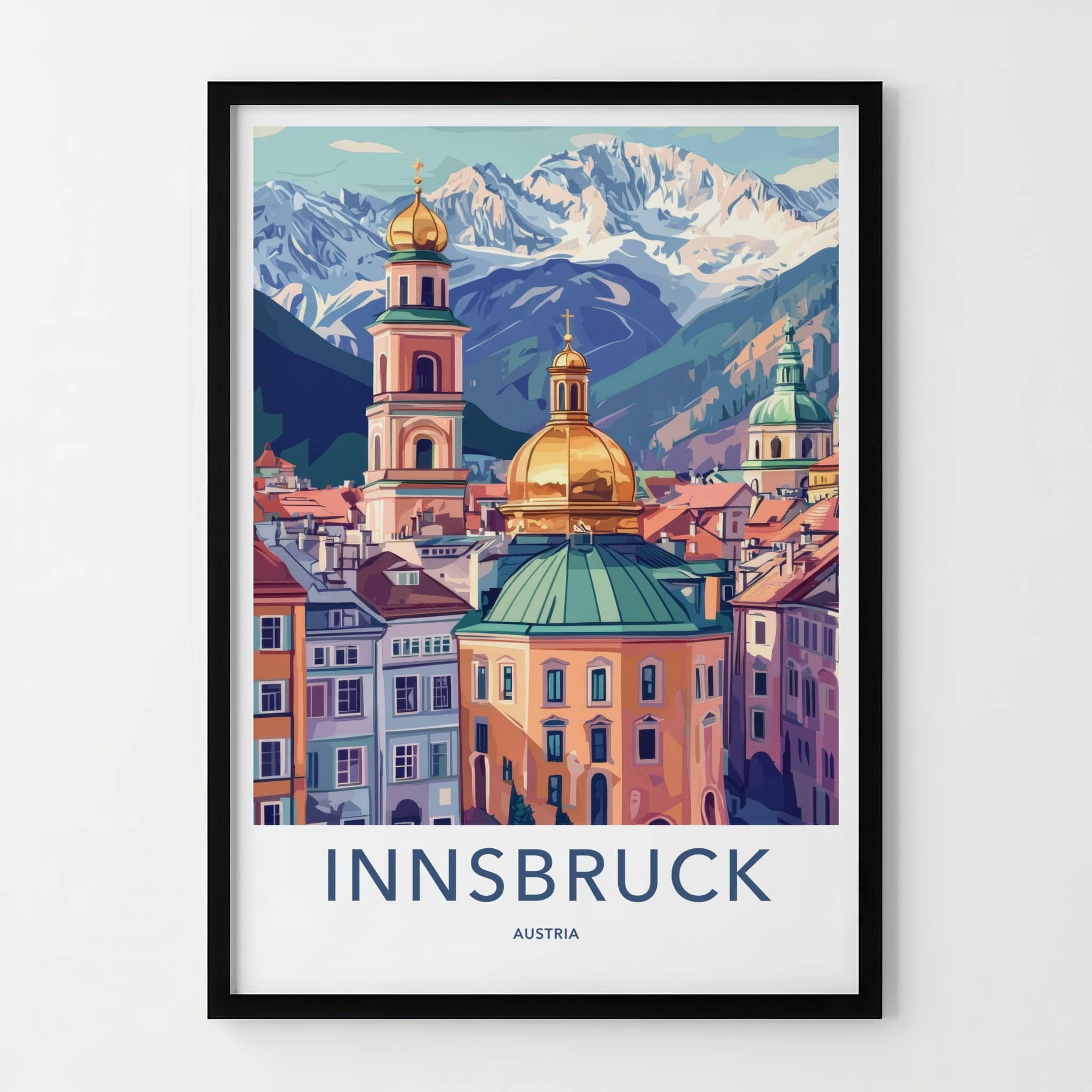 Innsbruck Poster - Austria Wall Art - Golden Dome Mountains Home Decor